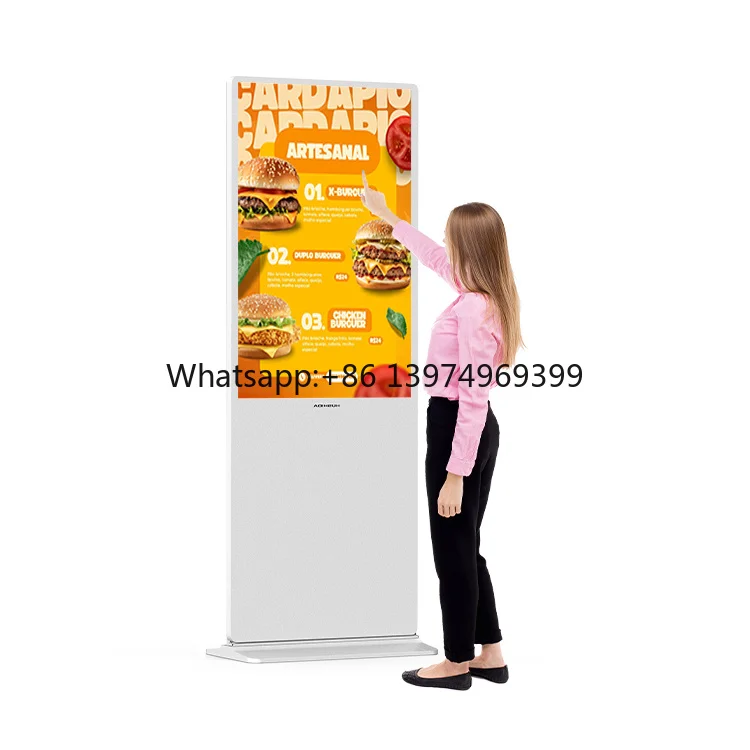 HUSHIDA Floor Standing Digital Signage and Display Wifi LCD Touch Screen Totem Kiosks Indoor Advertising Playing Equipment