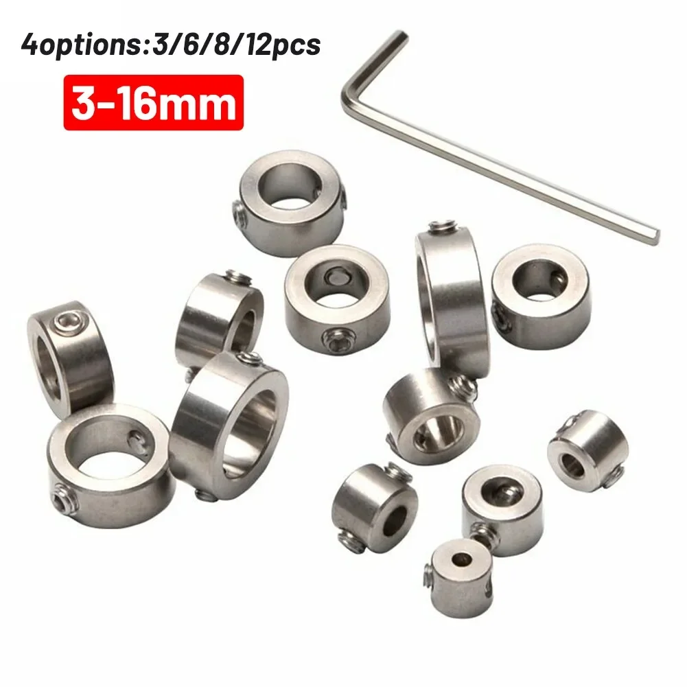 

Drill Locators Drill Stop Collar 3/6/8/12PCS 3/4/5/6/7/8/9/9.5/10/12/14/16mm Drilling Bit Depth Stopper Ring Woodworking Tools