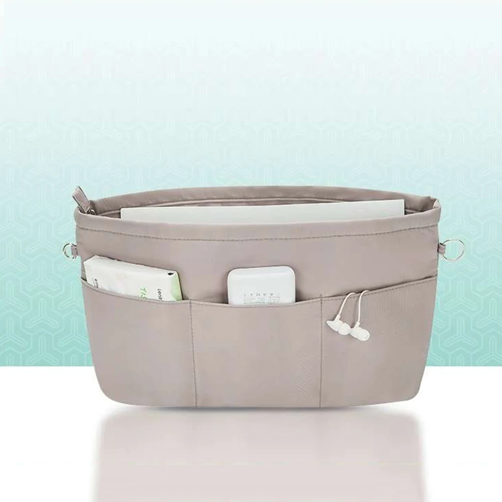 Bag Inner Bag Handbag Organizer Women's TOTE Bag Organizer Insert Women's Nylon Cosmetic Bag Waterproof Grey Makeup Bag