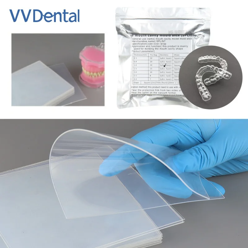 

Ортодонтические шины VV для стоматологической лаборатории, твердый и мягкий пластик, квадратная формовочная вакуумная пленка, стоматологический термоформовочный материал