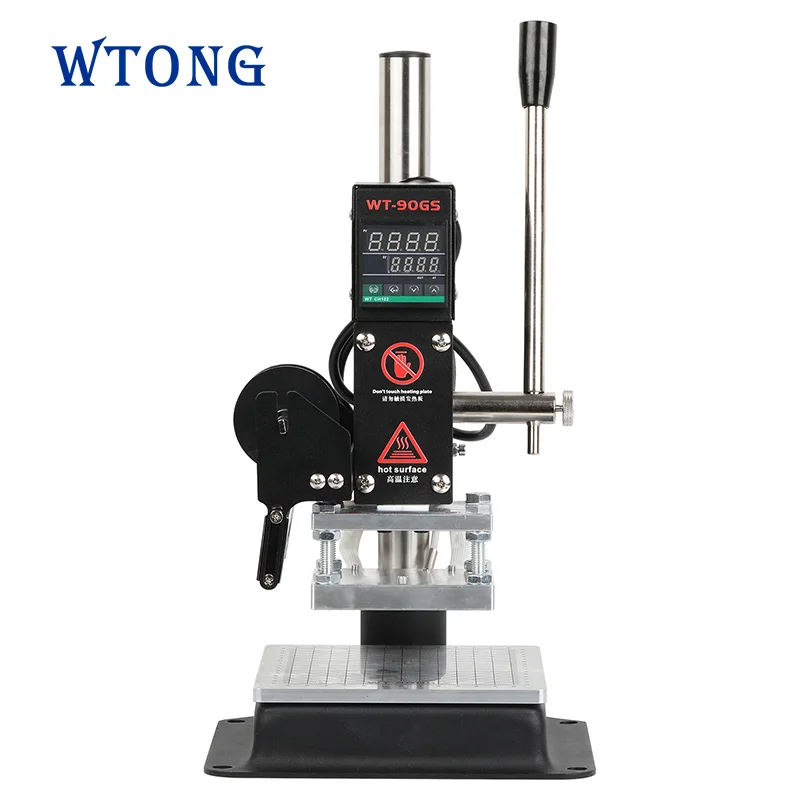 WTONG WT-90GS Кожаная бумага ПВХ АБС-пластик Настольный ручной бронзовый станок Станок для маркировки древесины для различных логотипов