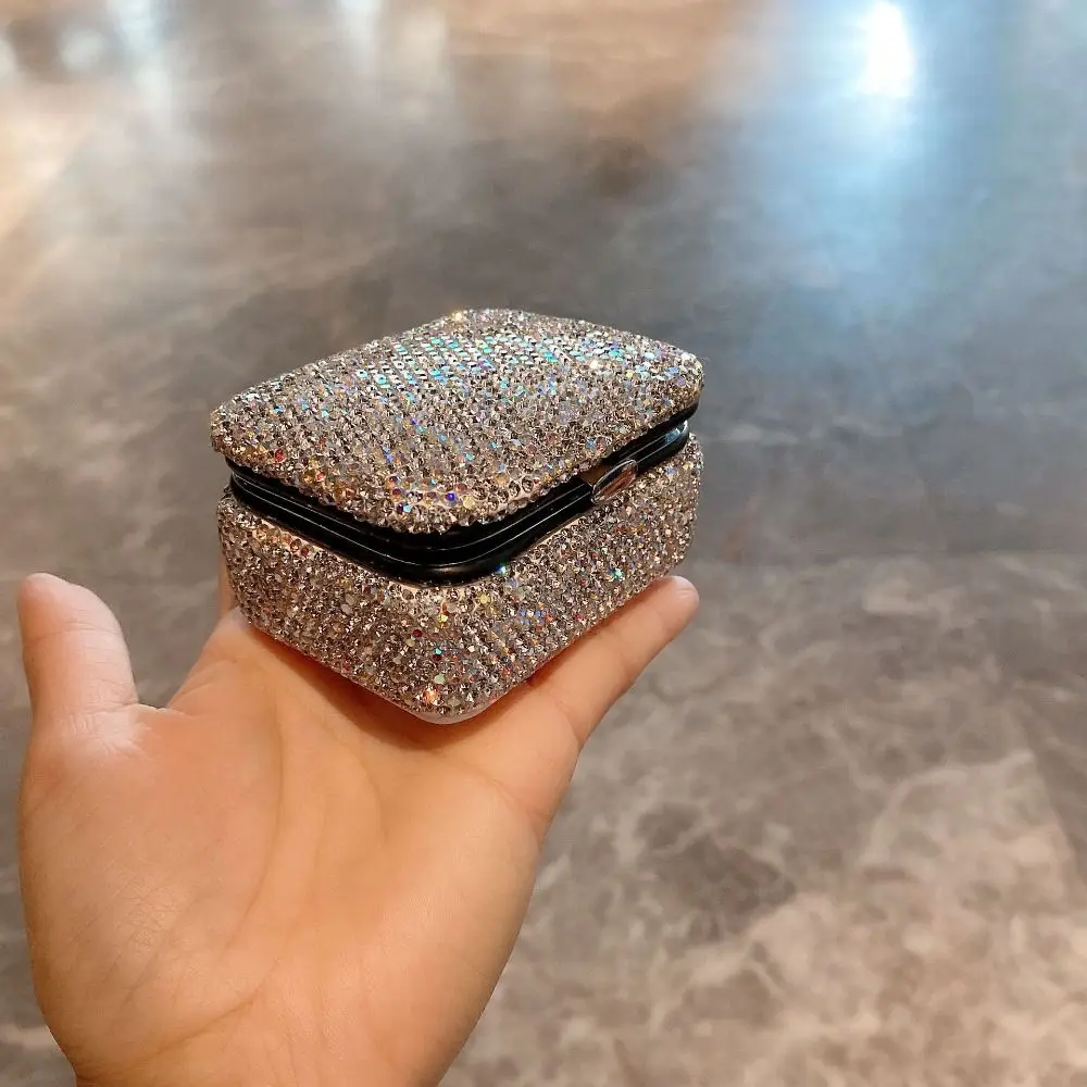 

Шикарная мини-шкатулка для драгоценностей с зеркалом, креативный роскошный футляр для хранения ожерелья с зеркалом для макияжа, минималистичная шкатулка для драгоценностей с бриллиантами