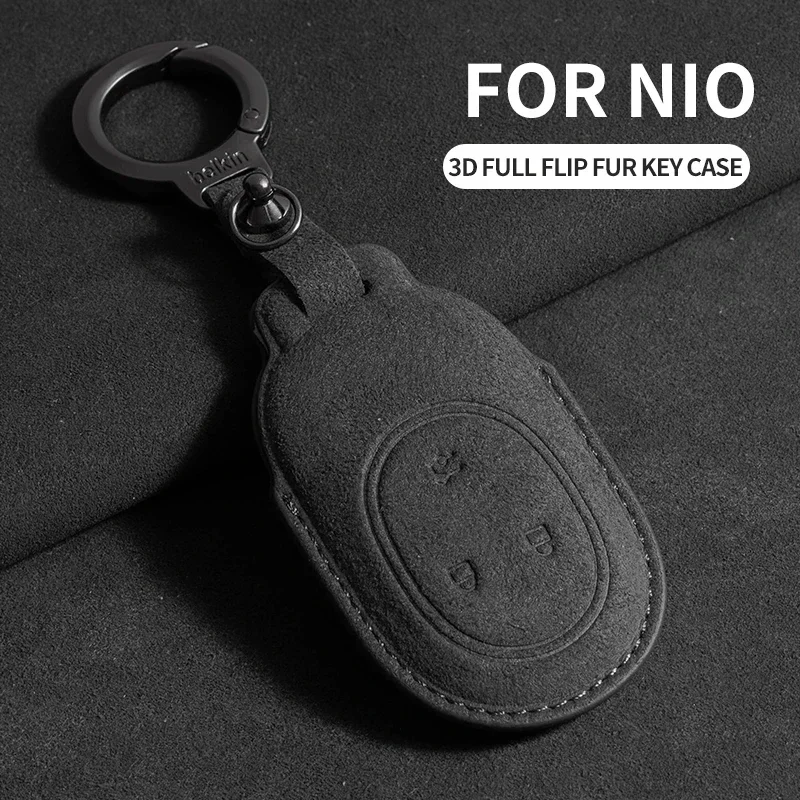 

Suede Leather Car Key Case for EVE NIO Wei Lai ES6 ES7 ES8 ET5 ET7 ET9 EC6 EC7 ET5T EP9 Remote Fob Shell Case Car Smart Key Case