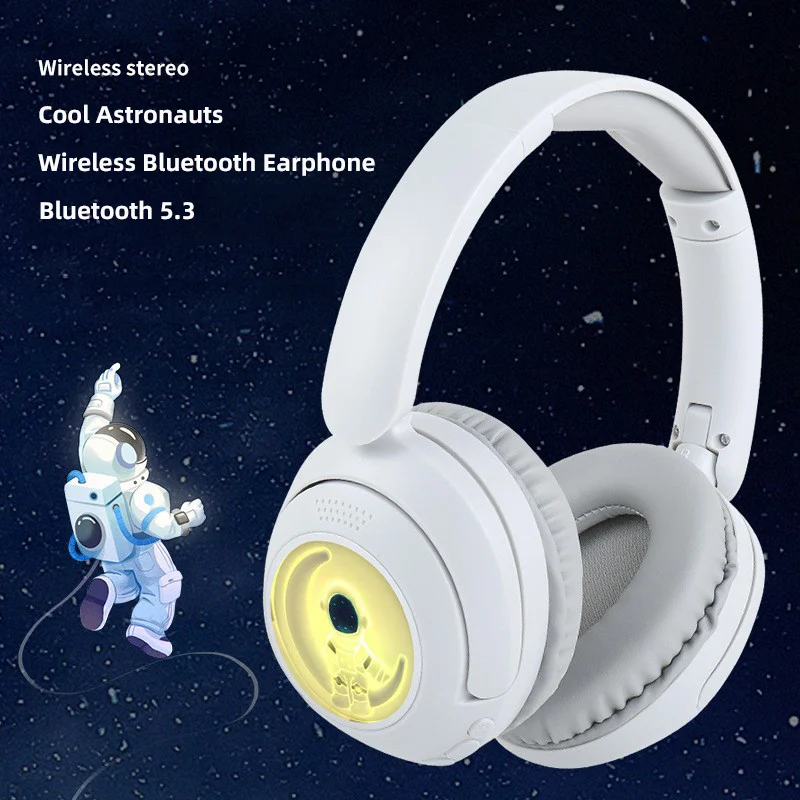 

Astronauts Wearing Bluetooth Earphone RGB Light Weight Wired Bluetooth Support TF Card Good Soun Effect Cute Headset Music