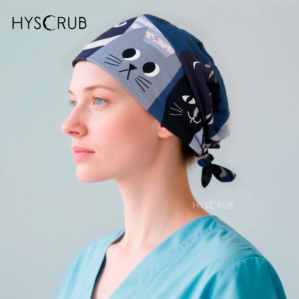 

Unisex Cartoon Print Nursing Scrub Cap Surgical Operating Room Hat for Women And Men Medical Scrubs hat