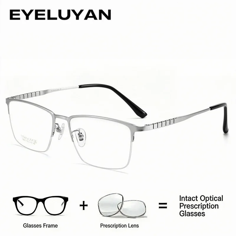 

EYELUYAN ( XL Size ) Progressive Prescription Eyeglasses Men Ultralight Titanium Business Anti Blue Light Optical Myopia Eyewear