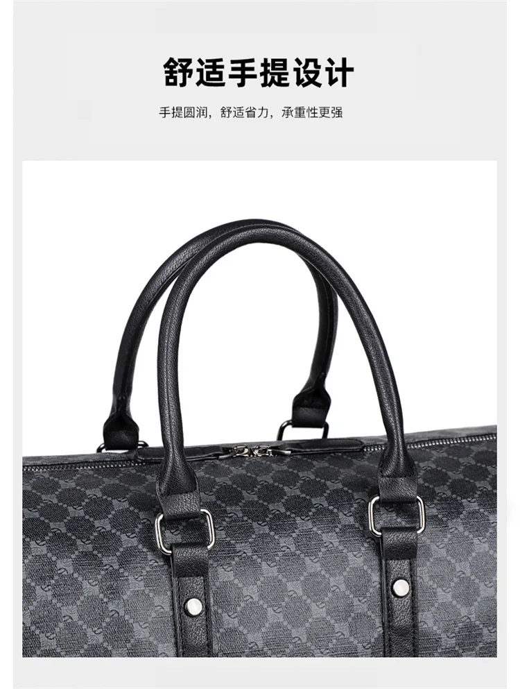Große Herren-Tragetaschen, modische Handtaschen mit Karomuster und Henkeln, Herren-Umhängetaschen, wasserdichte Reisetaschen, Herren-Gepäcktaschen. – Detail 8