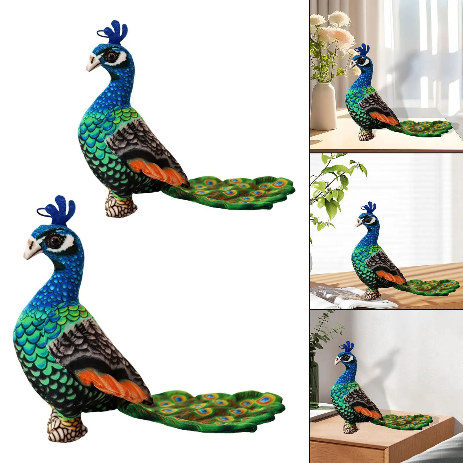 ตุ๊กตาขนนกยูงเหมือนจริง ของตกแต่งบ้าน ของเล่นตุ๊กตาการ์ตูนน่ารัก สำหรับโซฟา ห้องนั่งเล่น สำนักงาน รถยนต์ ของขวัญวันเกิด