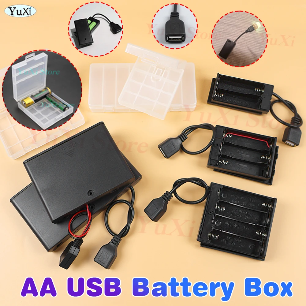 AA USB Battery Box For LED Strip Lights USB Mini Power Supply Battery Box With Battery Storage Case 3V/4.5V/6V/9V/12V