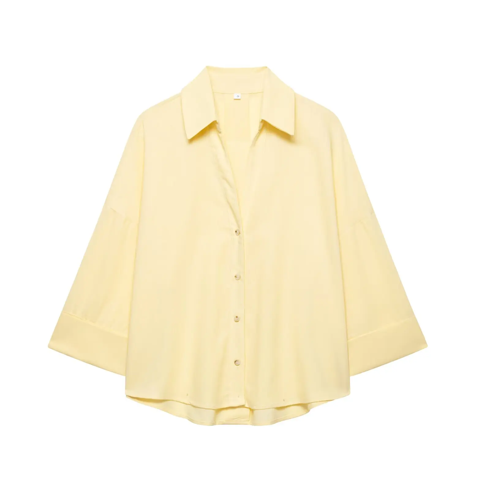 

2025 Women Yellow Shirt Fashion Cotton Linen Wide-sleeved Short Shirt Single-breasted Casual Loose Blouse Mujer Roupas