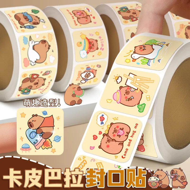 

1PCShCapibara roll stickers cildren's handmade creative cute stickers material hand book decorative sealing stickers