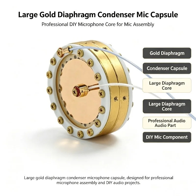 U87 Gold Diaphragm Condenser Microphone Capsule, Large Diaphragm Mic Core for DIY Studio Recording Microphone
