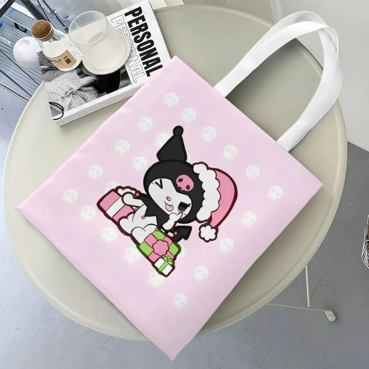 Women Men Pink Kuromi Christmas Cutie Tote Bags Large Capacity Grocery Bag for Girl Handbags