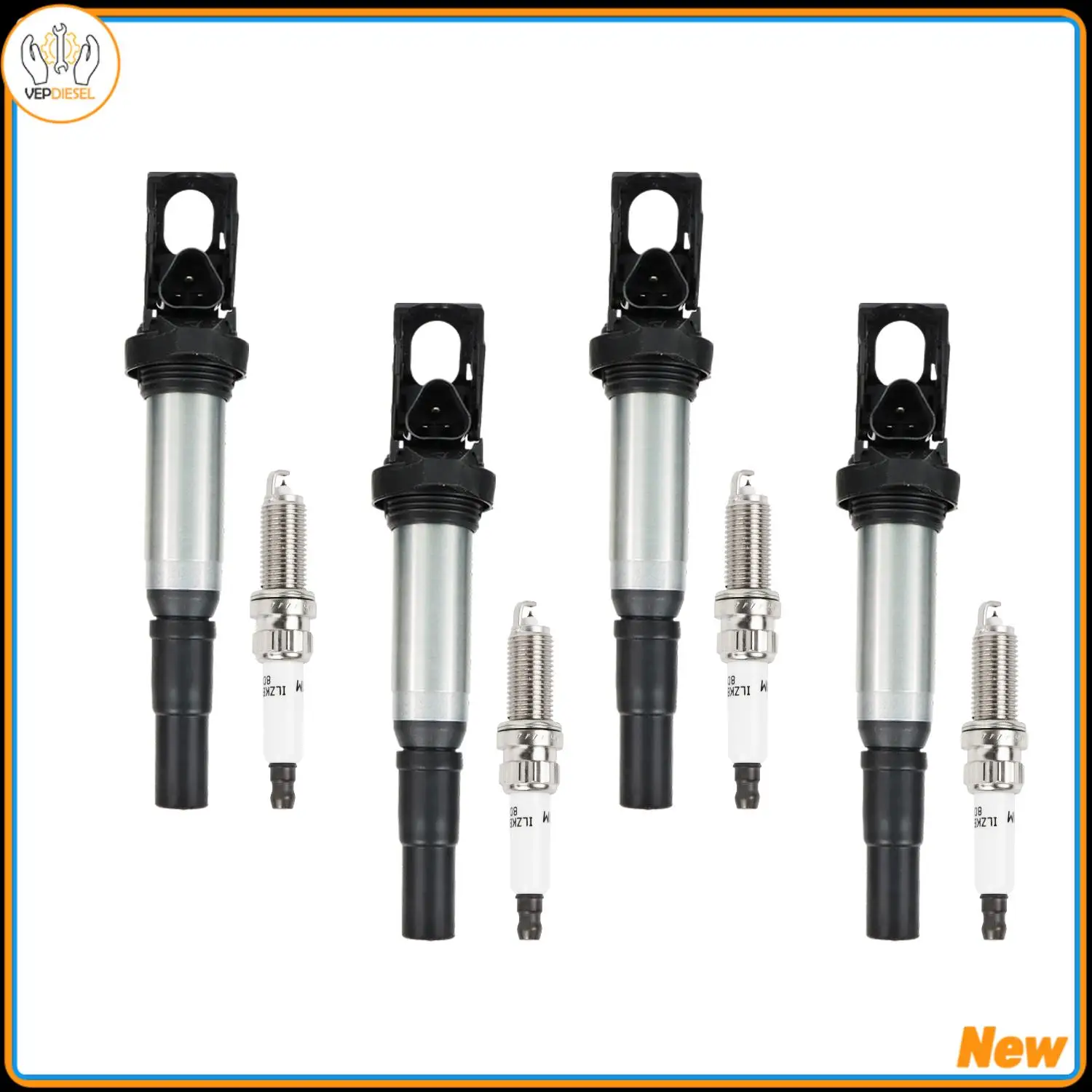 

UF598 4pcs Ignition Coils +4pcs Iridium Spark Plugs For 2007-2013 Mini R52 R57 R58 Cooper Automobile Ignition System Accessories