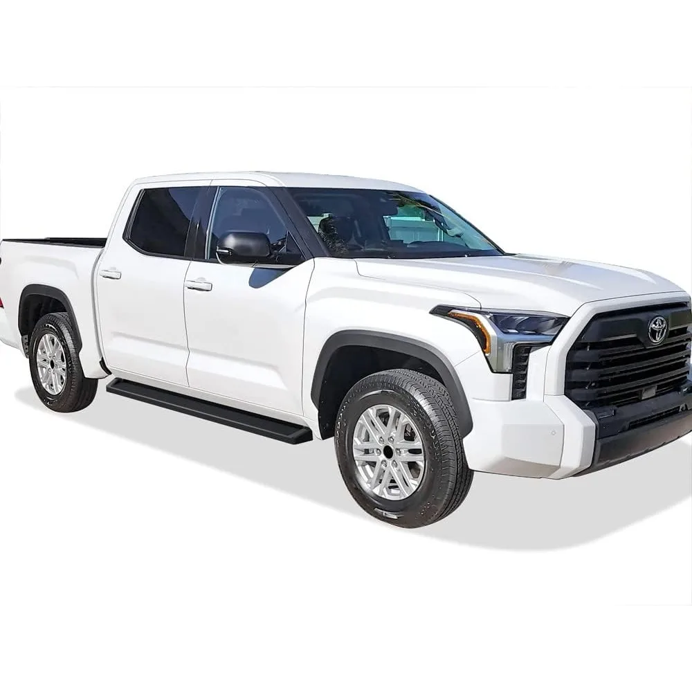 نمط لوحات الجري السوداء المتوافقة مع Toyota Tundra 2022-2025 CrewMax (قضبان جانبية للخطوات الجانبية)