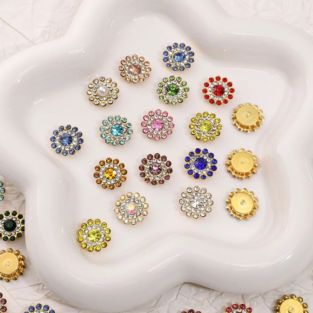 100 قطعة ثلاث طبقات منقوشة عباد الشمس الماس مخلب الحفر الاكريليك حجر الراين زر بروش اليدوية DIY بها بنفسك مجوهرات الإكسسوار #6