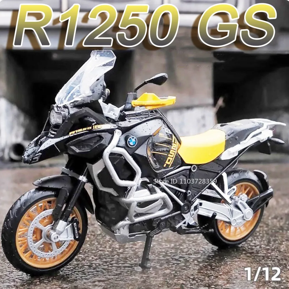 1:12 BMW R1250 GS Model Toy Motorcycles Alloy Diecast RRS1000 Miniature Motorbikes Shock Absorption Rubber Tires for Kids Gifts