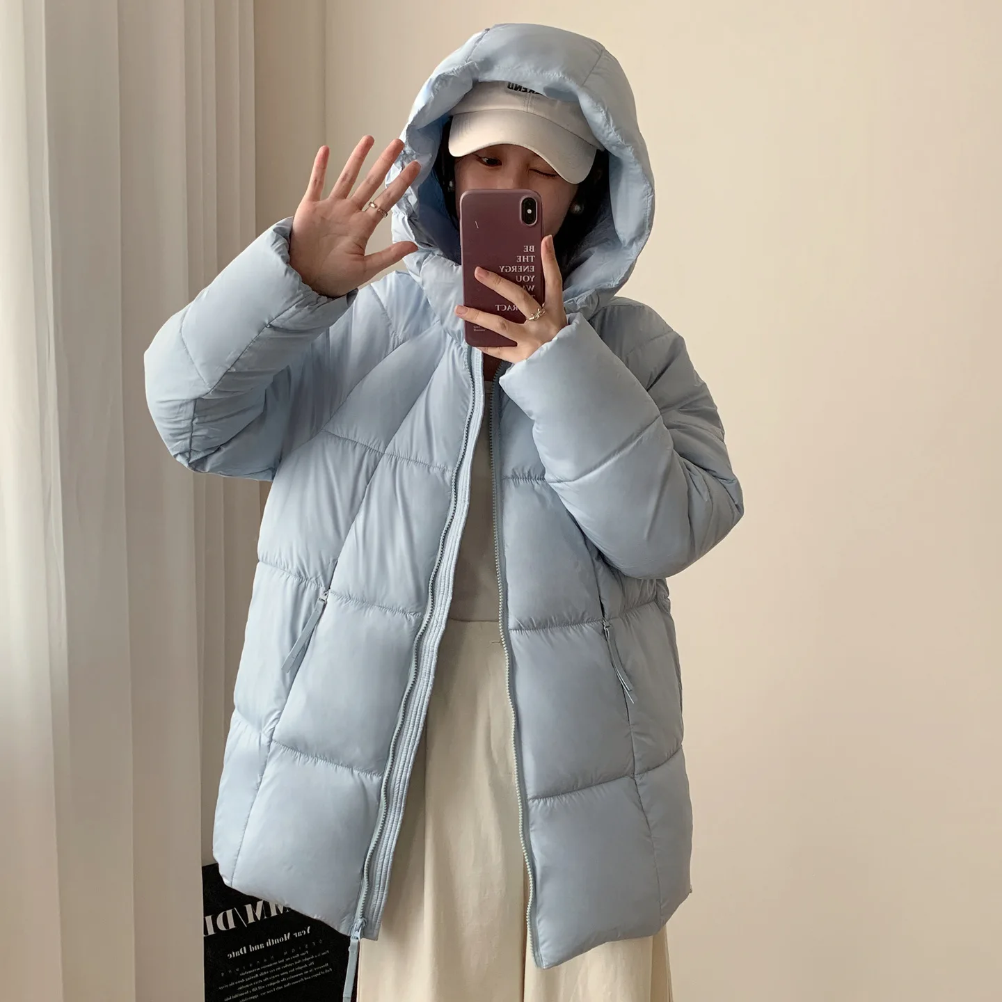 Thick Parkas Coat Jacket Women Zipper Casual Warm Coats Loose Spliced Pockets Hoodies Jackets Parka Sweet Autumn Winter