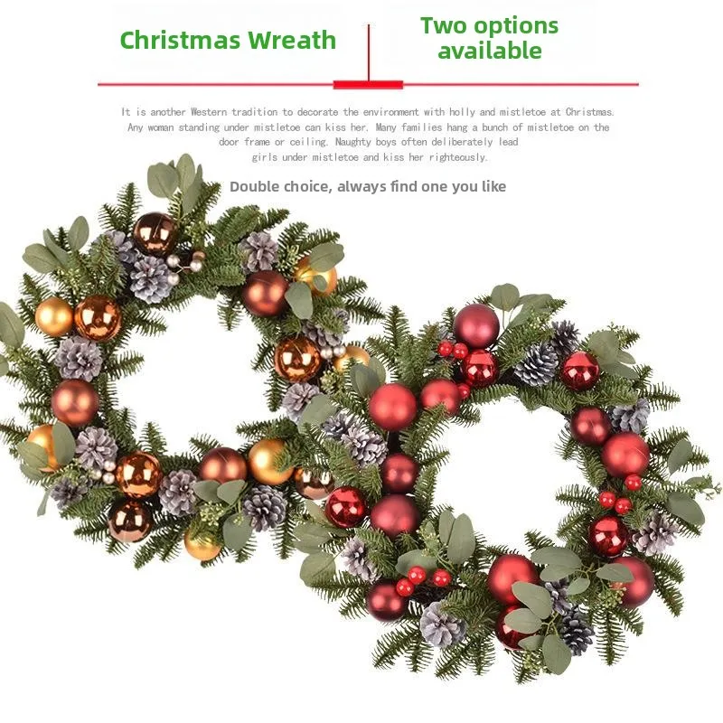 

Handmade Christmas Decoration Wreath 50cm Door Hanging Christmas Tree Store Front Window Decor Vine Branch Wall Hanging