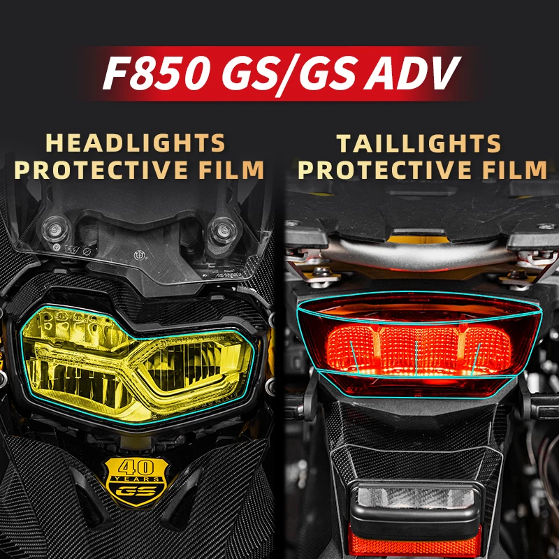 Faróis e taillights proteção filme transparente, área da lâmpada de um conjunto de material TPU, usado para BMW-F850, GSADV