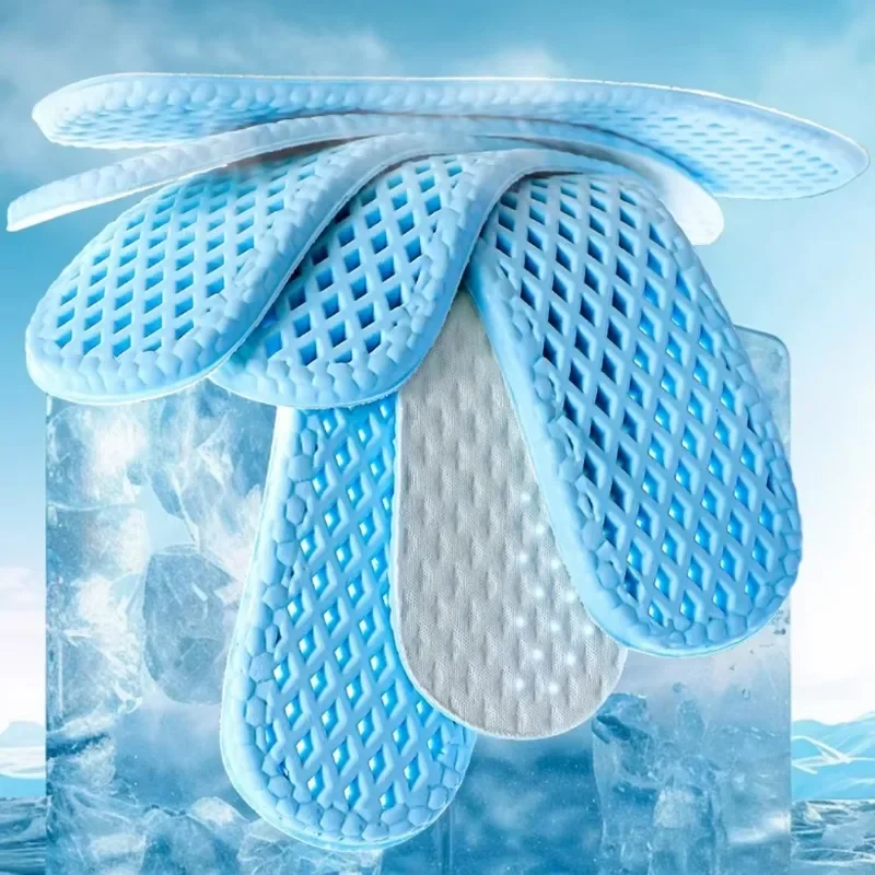 4PCS Blue Cooling ฟองน้ํา Deodorizing ดูดซับเหงื่อพื้นรองเท้านุ่ม Insoles สําหรับผู้หญิงผู้ชายฤดูร้อนใหม่กีฬา Cooler รองเท้า Pad