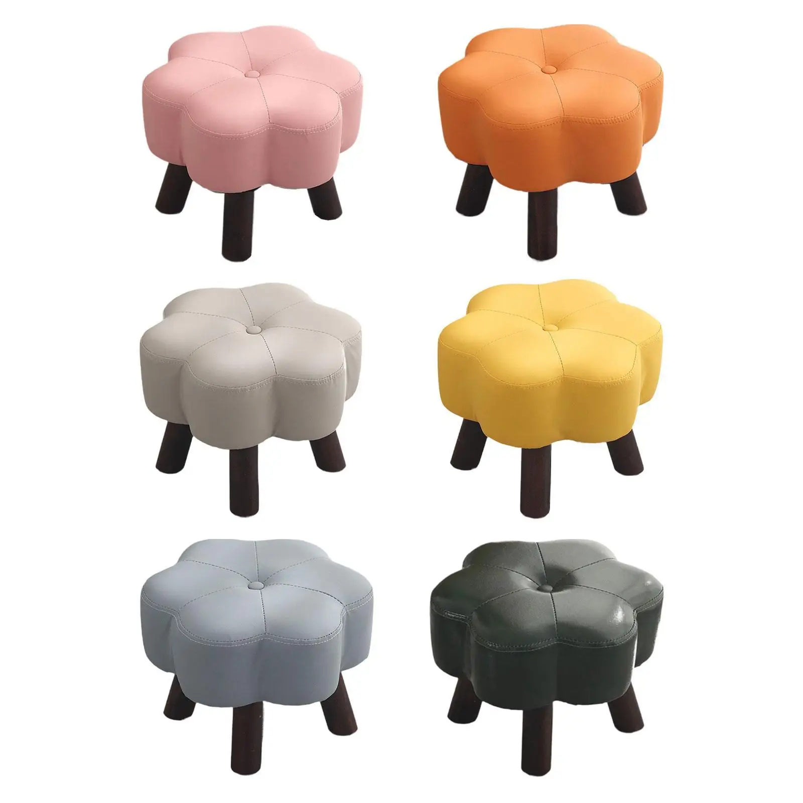 Petal Footstool Non Skid Step Stool Leisure Stool Padded Seat Foot Stool for Bedroom Nursery Playroom Dressing Room Office