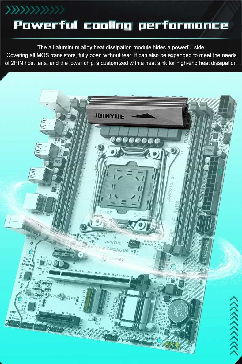 X99 Moederbord CPU Combo, LGA 2011-3 E5 2620 V3 CPU Moederbord Set Ondersteuning 4 Kanaals DDR4 Geheugen, WiFi Module, Gigabit Netwerkkaart PC Moederbord voor Desktop