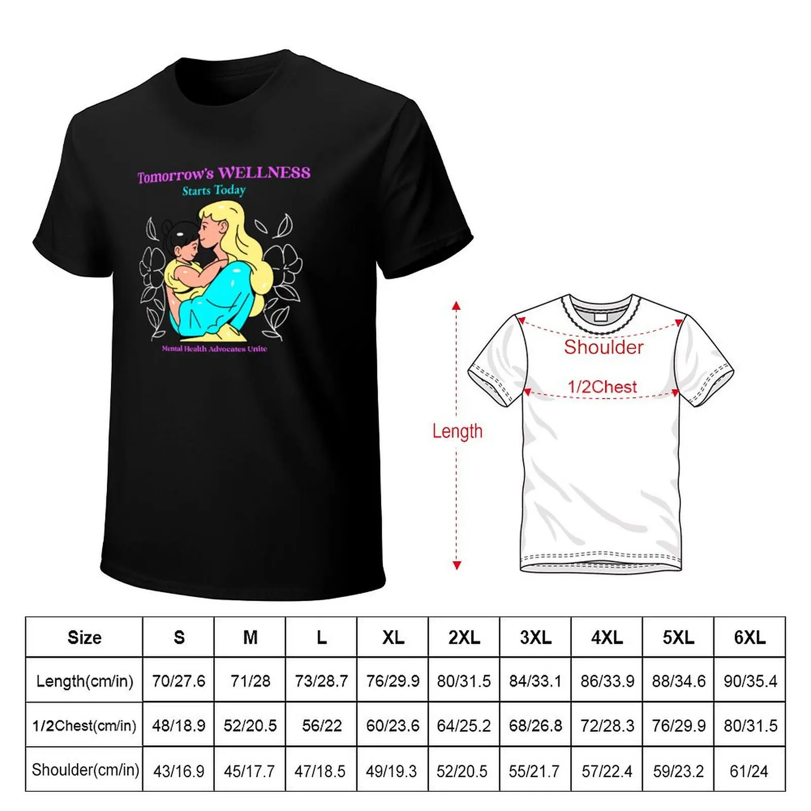 Tomorrow's WELLNESS Starts Today Mental Health Advocates Unite T-Shirt Casual Loose Daily Wear T-Shirt