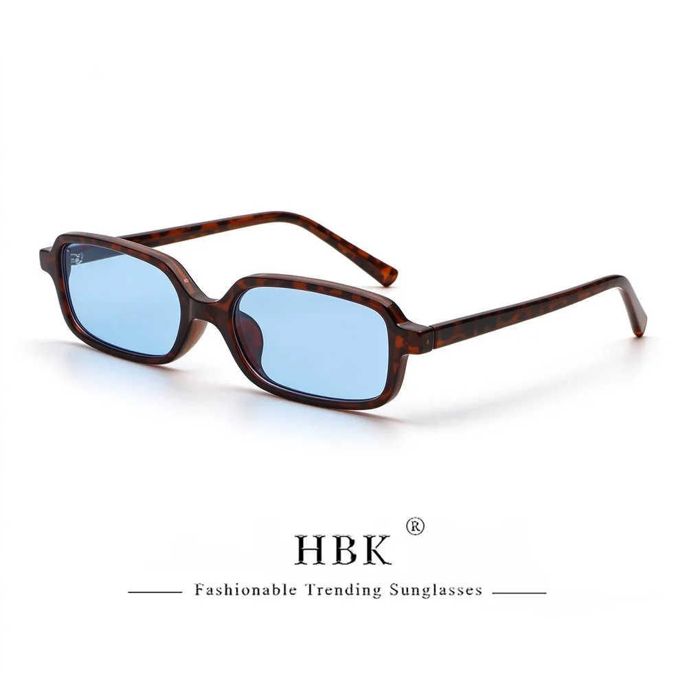 HBK Vintage Men Square Small Frame Sunglasses Cellulose Propionate Temple Tips Women Travel Business Holiday Gift Glasses