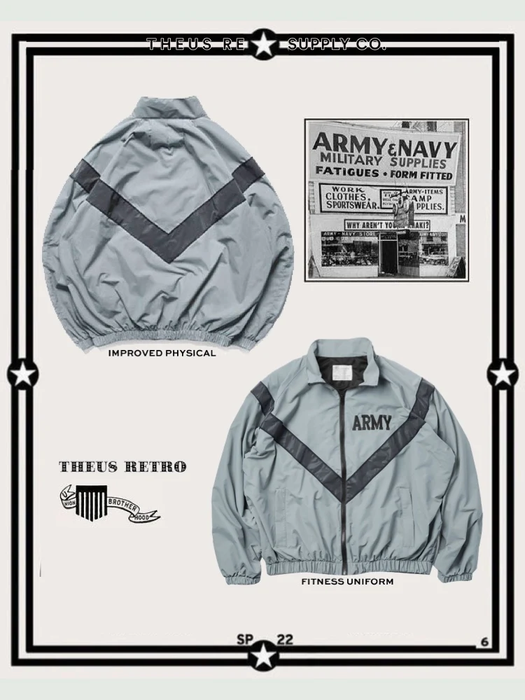 Gray Striped IPFU Jacket American Retro  Training Suit Quick Dry Reflective Loose Outerwear for Men And Women
