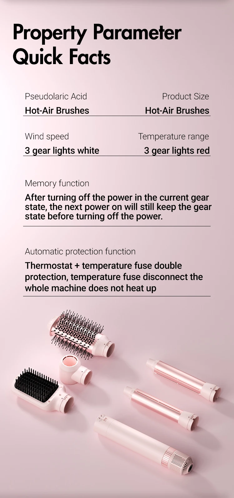 Haartrocknerbürste, abnehmbares 5-in-1-Styling- und Trocknungssystem, schnelles Trocknen, Glätten und Stylen von Locken, automatischer Lockenstab – Detail 3