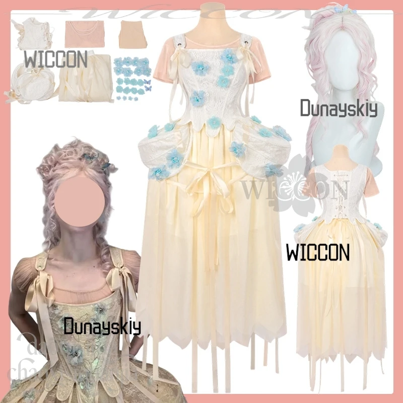 

Serein Cos Store Enid Cosplay Anime Ball Dance Uniform Classical Lolita Blue Flower Decoration Pink Wigs Halloween Christmas