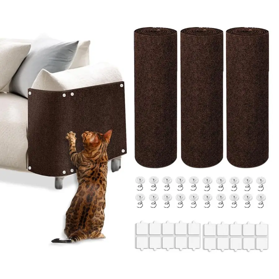 

Scratch Mat, 3PCS 39.4x11.9 DIY Trimmable SelfAdhesive Cats Scratching Mat, Couch Protector from Cats Claw, Cat Scratch Furnitur