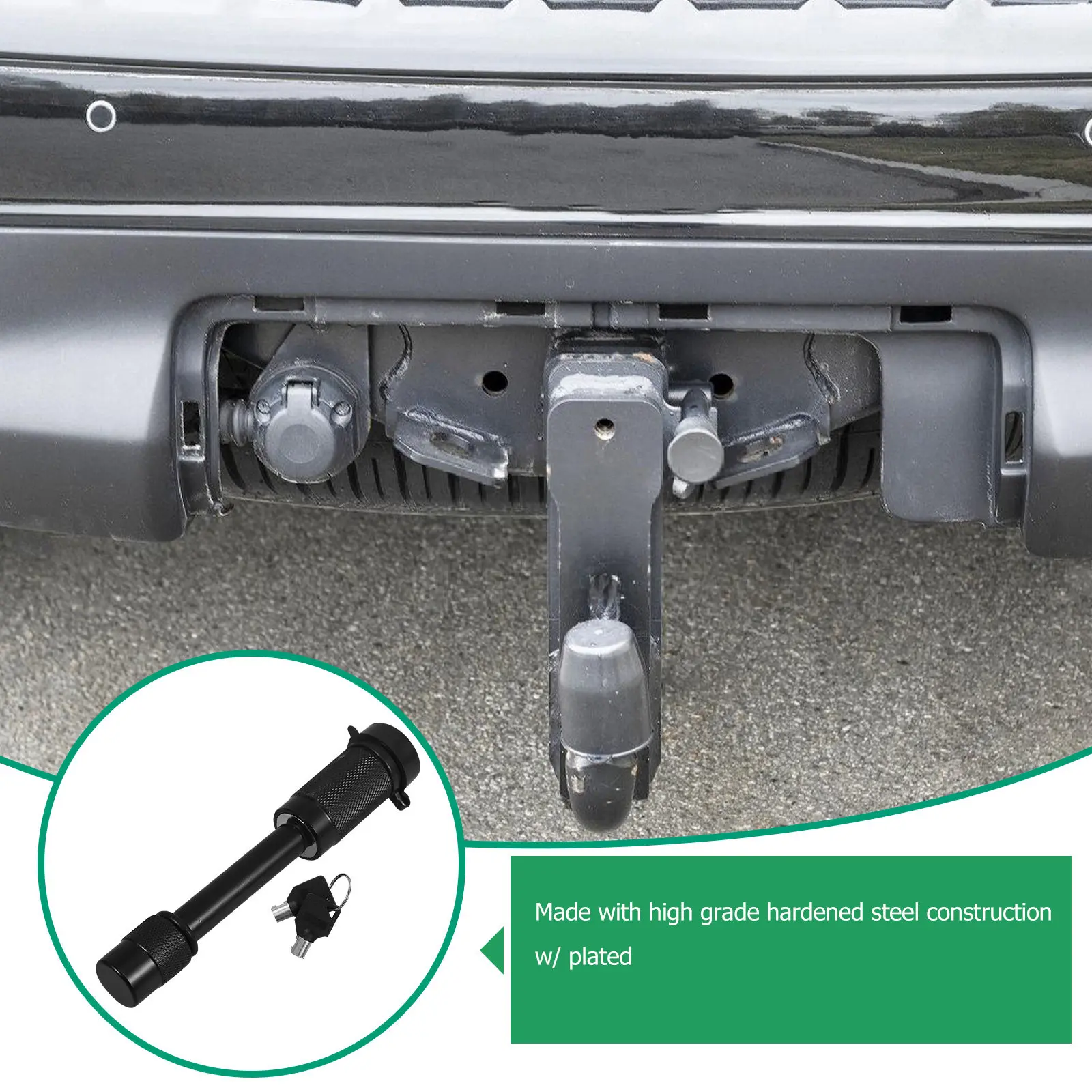 Heavy-Duty Straight Hitch Pin Lock for Trailer Tow Ball Mounts Anti-Theft Security Lock High-Grade Hardened Steel Rubber-Sealed