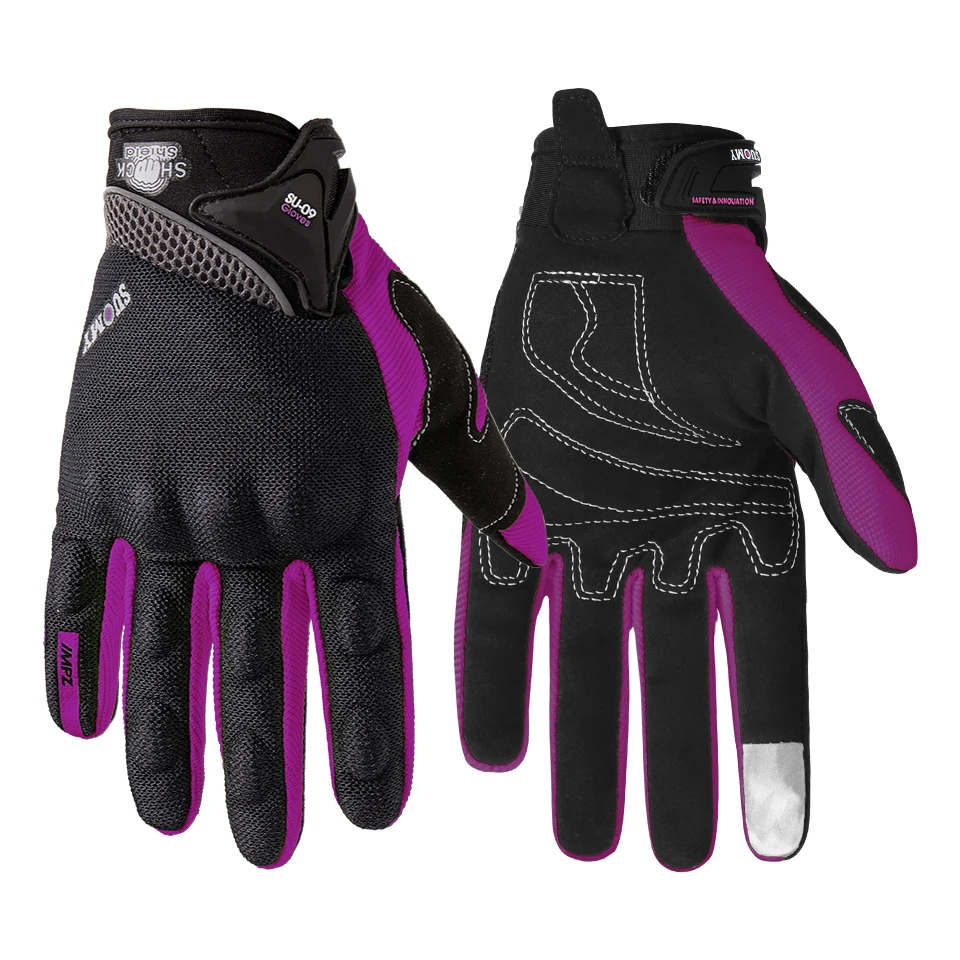 SUOMY Women Purple Motorcycle Gloves Touch Screen Full Finger Racing/Climbing/Cycling/Riding Sport Windproof Motocross Gloves