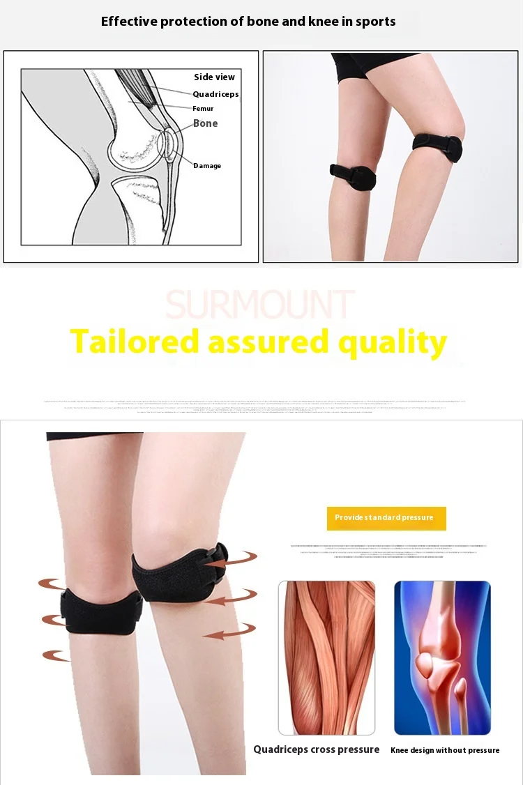 Patella เข่า Pads Protector ฟิตเนสกลางแจ้งกีฬาเดินป่าวิ่งขี่ Breathable Shock Absorption แรงดัน Patella เข็มขัด