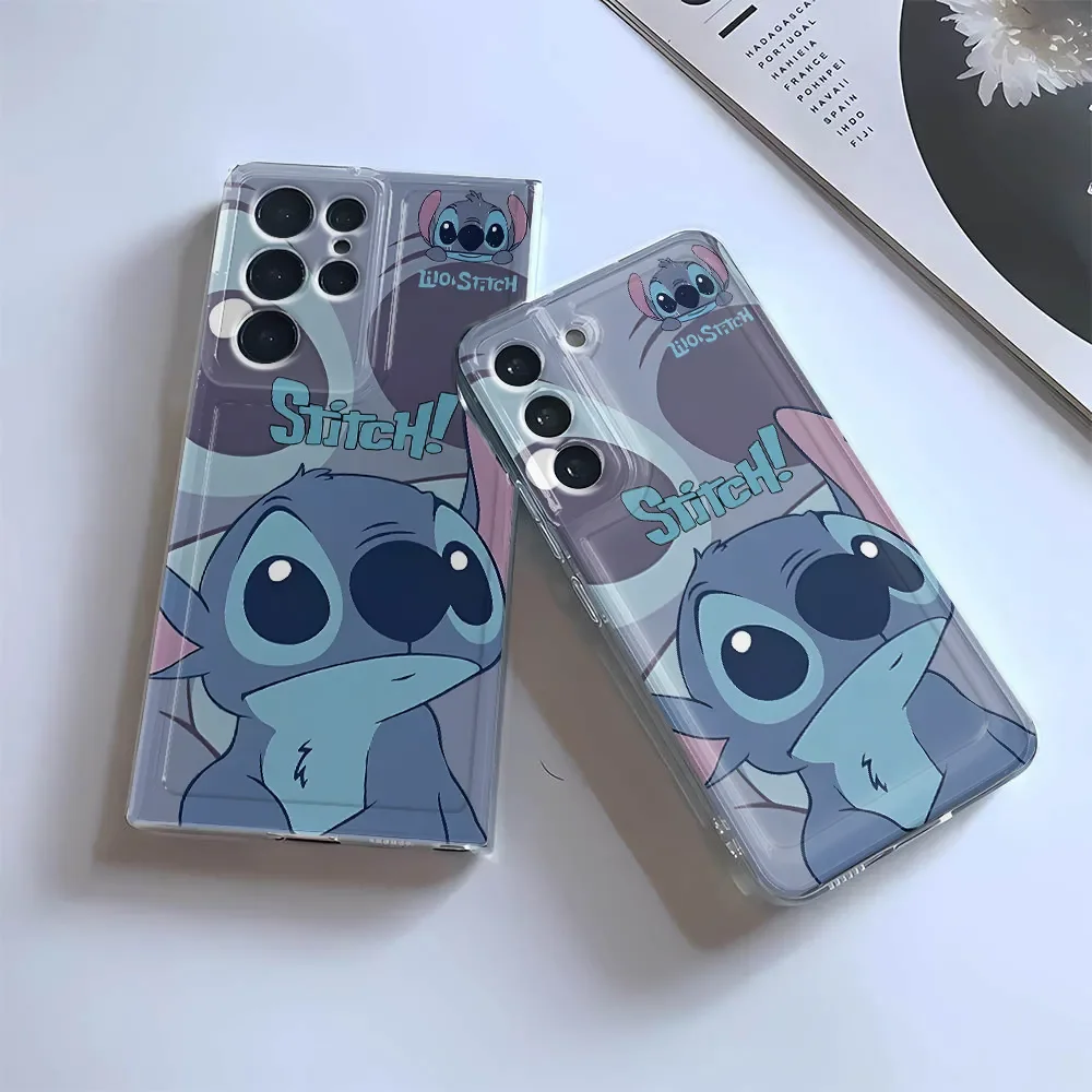 Cute Stitch Projection Cartoon Lucky Phone Case For Samsung A14 15 25 35 52 53 54 55 5G S 21 22 23 24 FE Ultra Plus 5G Y2K Cover