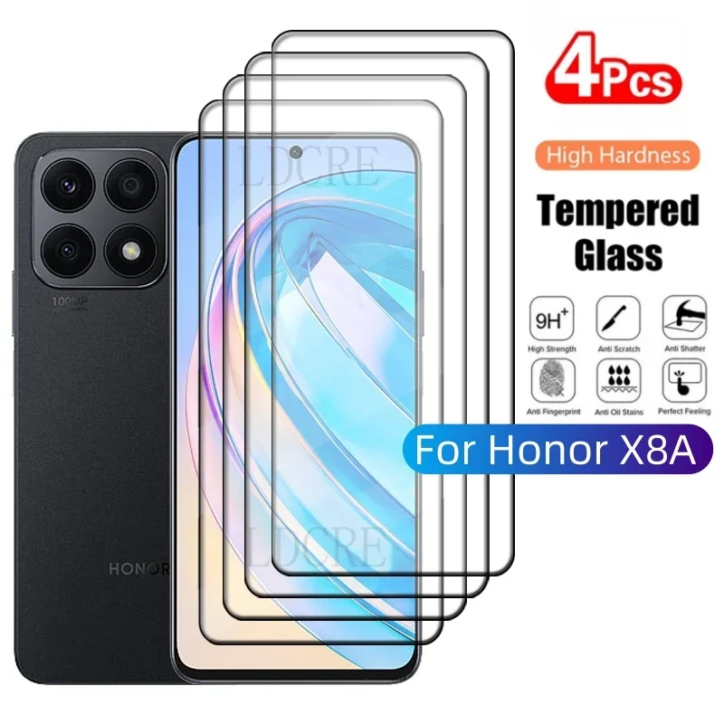4/3/2/1 قطعة ل الشرف X8A الزجاج هواوي الشرف X8A الزجاج المقسى واقية 9H غطاء كامل الغراء حامي الشاشة هواوي الشرف X8A