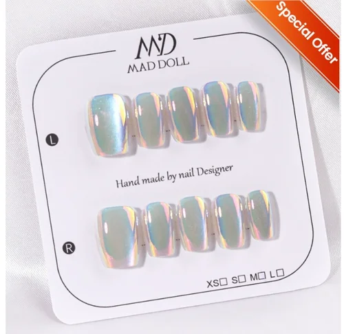 Imagen 2 del producto 10 Uds. De uñas postizas acrílicas con diseño en forma de corazón, cubierta completa bonita, puntas de uñas usables para chica dulce