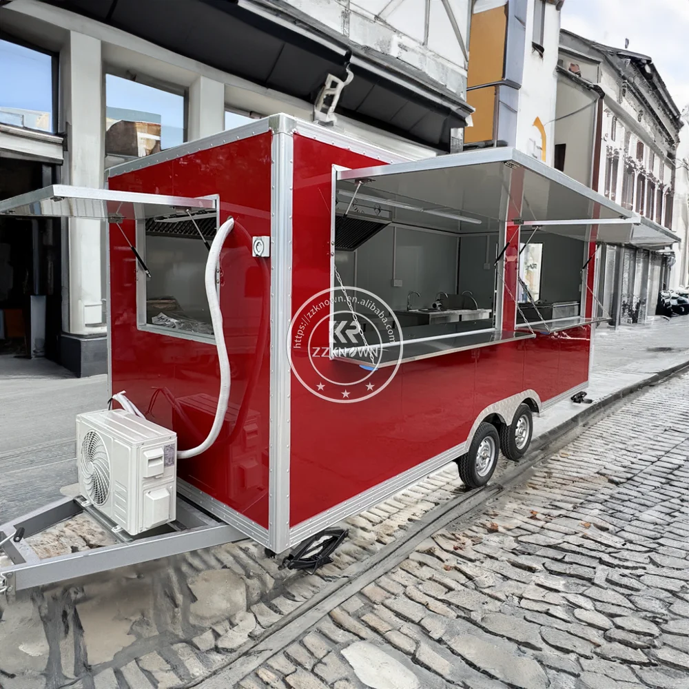 

Fast Food Truck Fully Equipped Mobile Kitchen Concession Food Trailer With Equipments Street Coffee Vending Cart