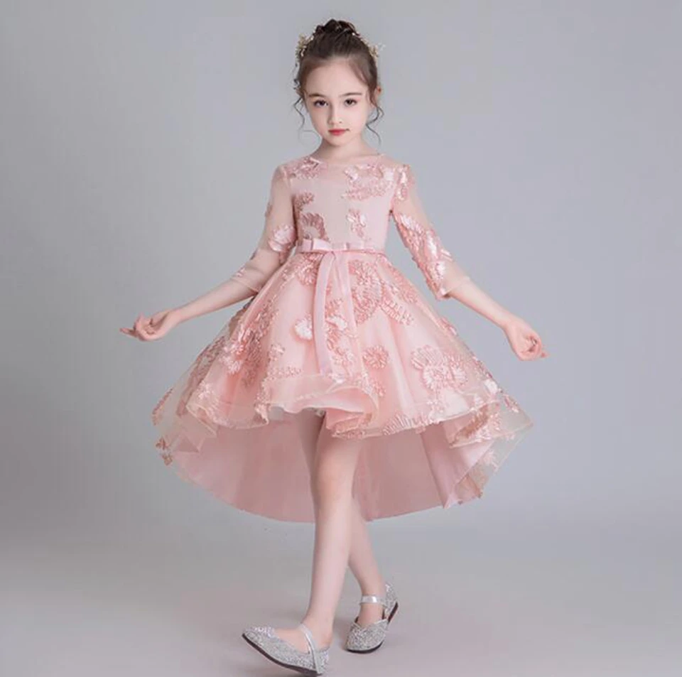 Lovely Flower Girl Dresses Kids Evening Gowns for Wedding Party First Communion Dresses Princess Appliques Vestido Comunion