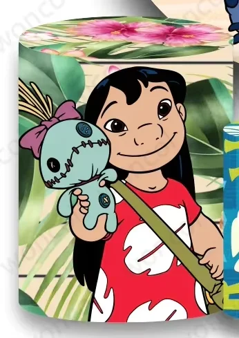 Lilo & Stitch Round Backdrop Child Birthday Backdrop Lilo Stitch Cylinder Cover Baby Shower Decorations Photo Studio Props