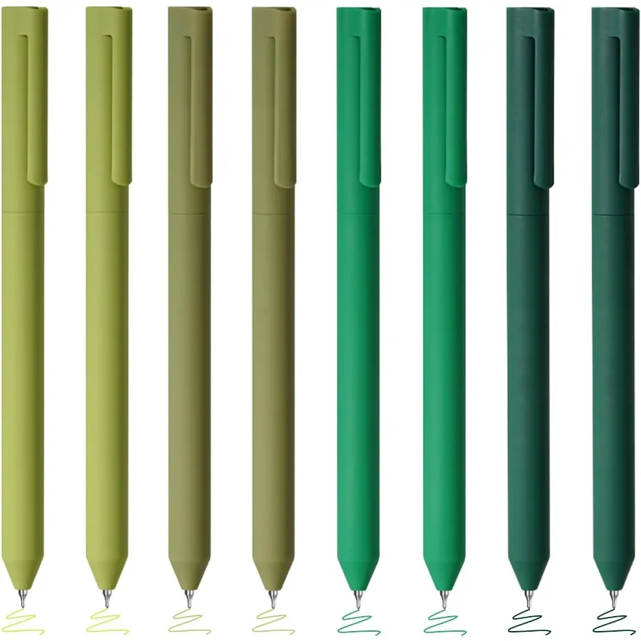 

8 шт. цветные гелевые ручки 0,5 мм, тонкая ручка с многофункциональными чернилами, красочные ручки, гладкое письмо для заметок и маркировки, зеленый цвет