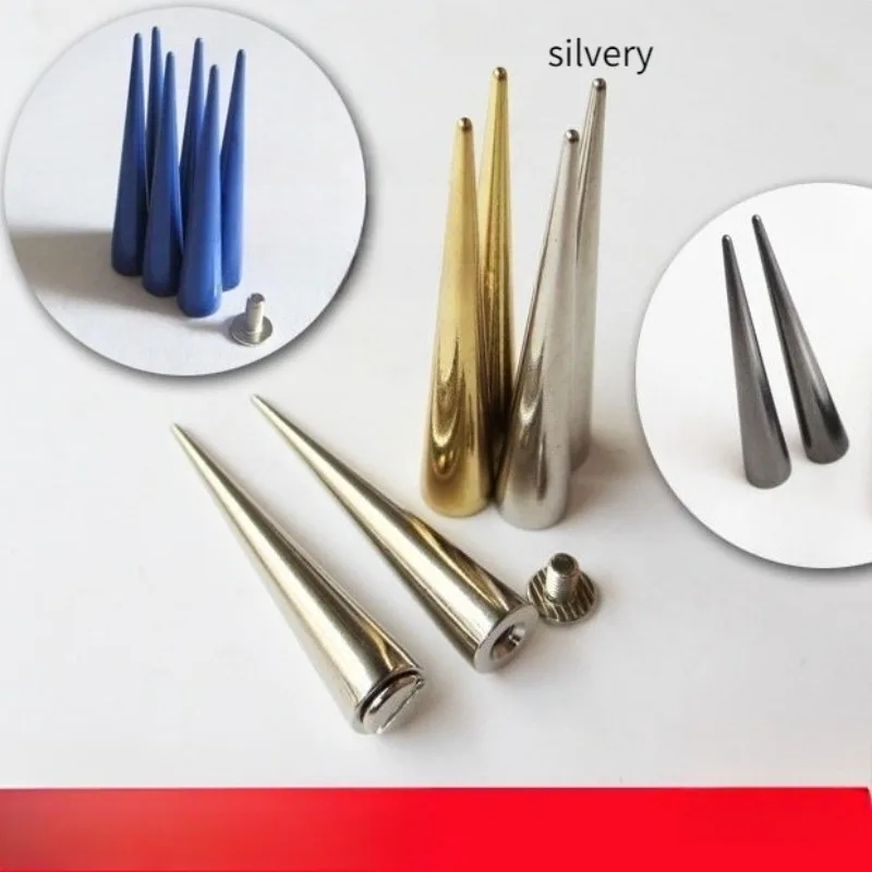 Solid Metal Screwback Cone Studs Bullet Spike Long Punk Rivets For Leather Craft Bag Garment Clothing Shoes DIY Decor