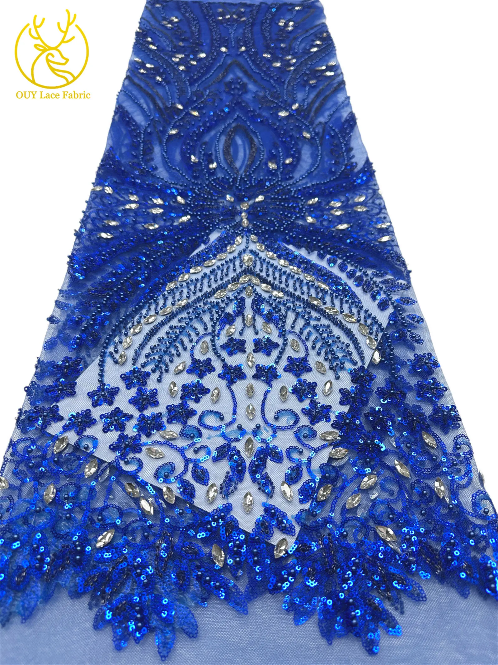 2026 Neues Design Afrikanischer Perlen-Diamant-Spitzenstoff Französischer Nigerianischer Pailletten-Tüll für Damen Partykleid Dekoration Nähen – Detail 28