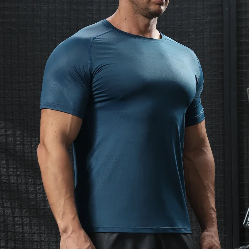 

Men's Quick Dry Short Sleeve Sport T Shirt Gym Training Jerseys Fitness Shirt Trainer Running Tee Breathable Sportswear