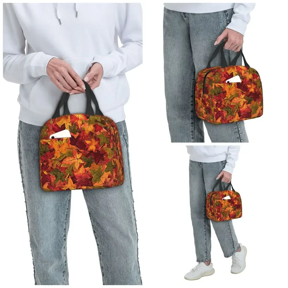 Autumn Leaves Insulated Lunch Bag for Women Office Cooler Thermal Food Box Tote Portable Lunch Boxes Container