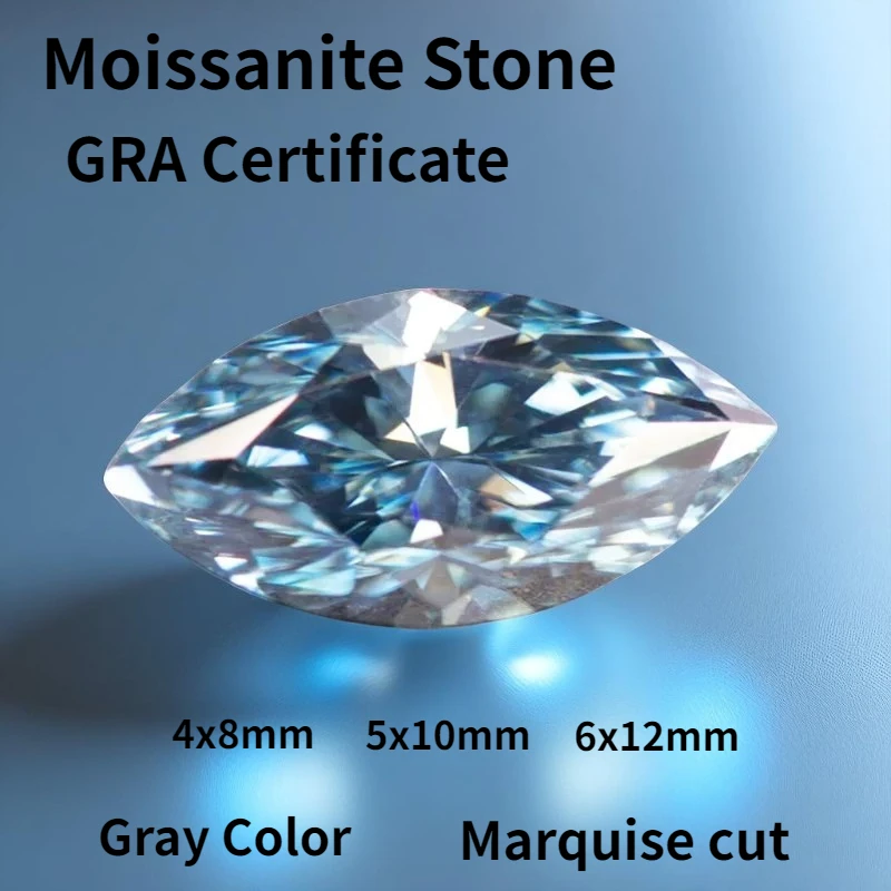 

Gray Color Moissanite Stone Marquise cut Charms Gemstone Advanced Extremely Shiny Jewelry Ring Earrings Making with Certificate