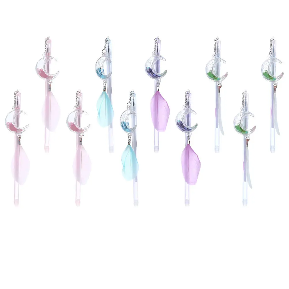 

10Pcs Moon Pendant Gel Pens Replaceable Refill Lightweight Portable Cute Design for Students Teachers Workers School Office Use