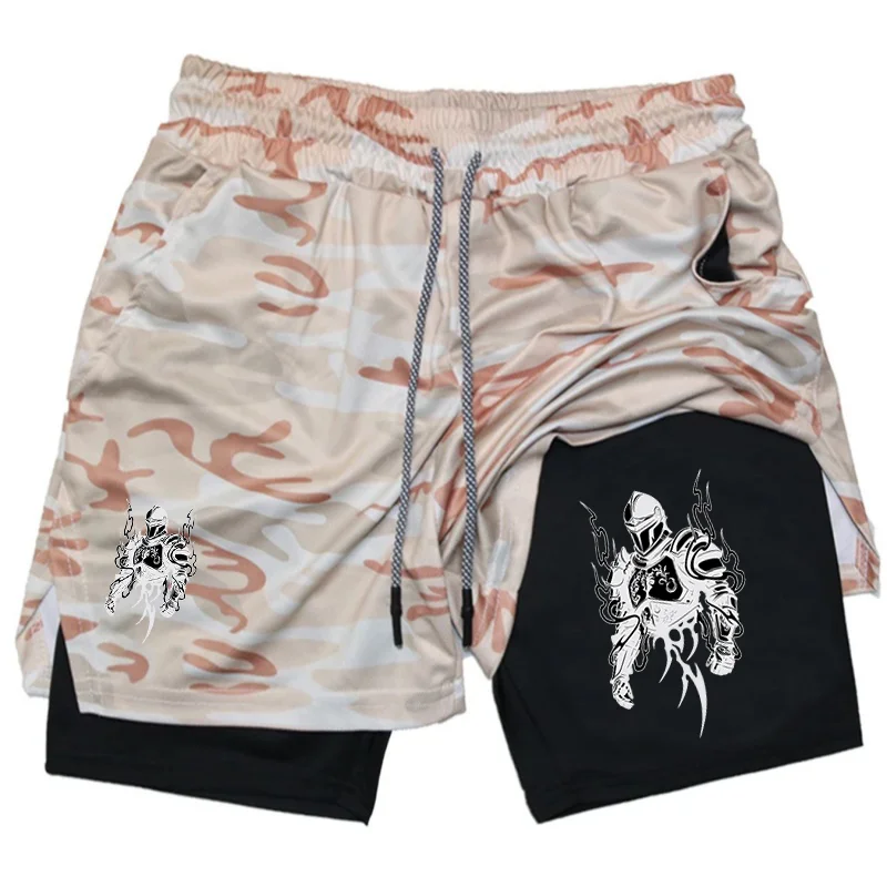 Shorts Training Camp Men's Comprehensive Fighting Knight Print Running Fitness Gym Thai Boxing Shorts